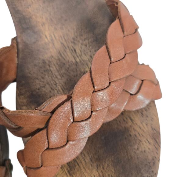 Vintage Wooden Heels Sandal Brown Banana Republic Braided Woven Leather Mule 8.5 - Picture 7 of 16
